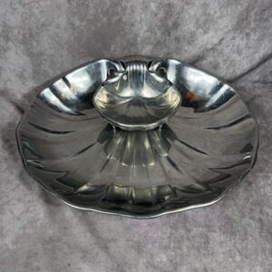 Vintage Wilton Armetale 2pc Shell Chip and Dip Server Scalloped Pewter Glossy